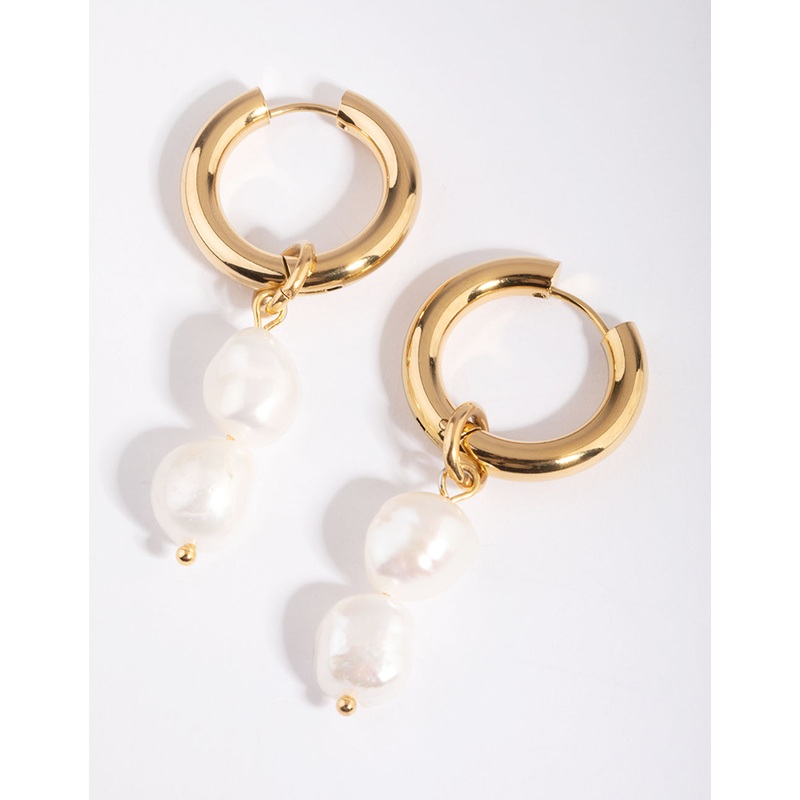 Gold Plated Surgical Steel Drop Earrings with Freshwater Pearls