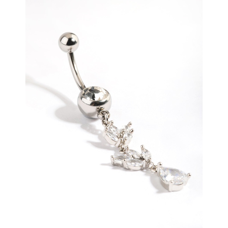 Titanium Cubic Zirconia Marquise Belly Bar