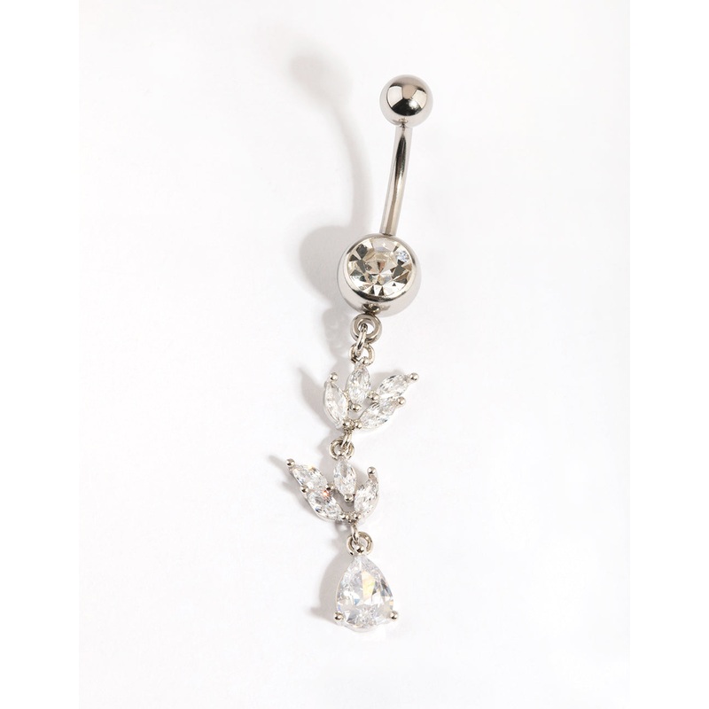 Titanium Cubic Zirconia Marquise Belly Bar