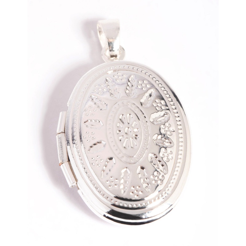Silver Plated Oval Locket Charm
