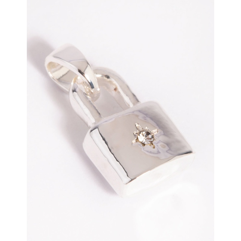 Silver Plated Star Padlock Charm