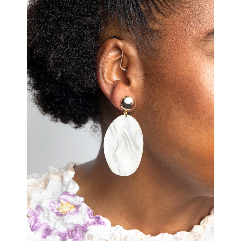 Cream Pearlised Acrylic Drop Earrings