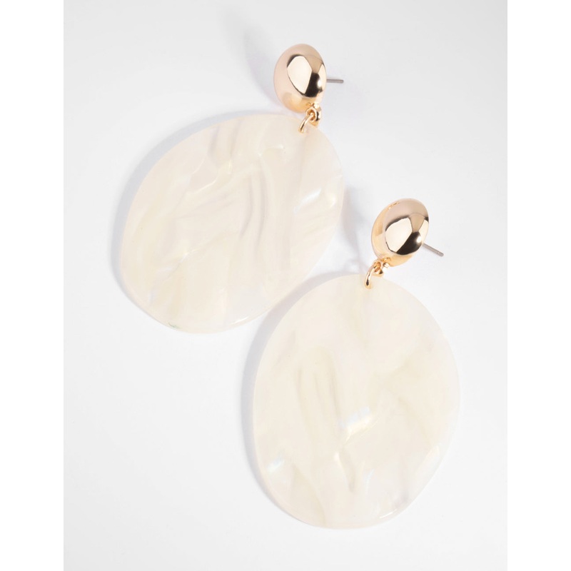 Cream Pearlised Acrylic Drop Earrings