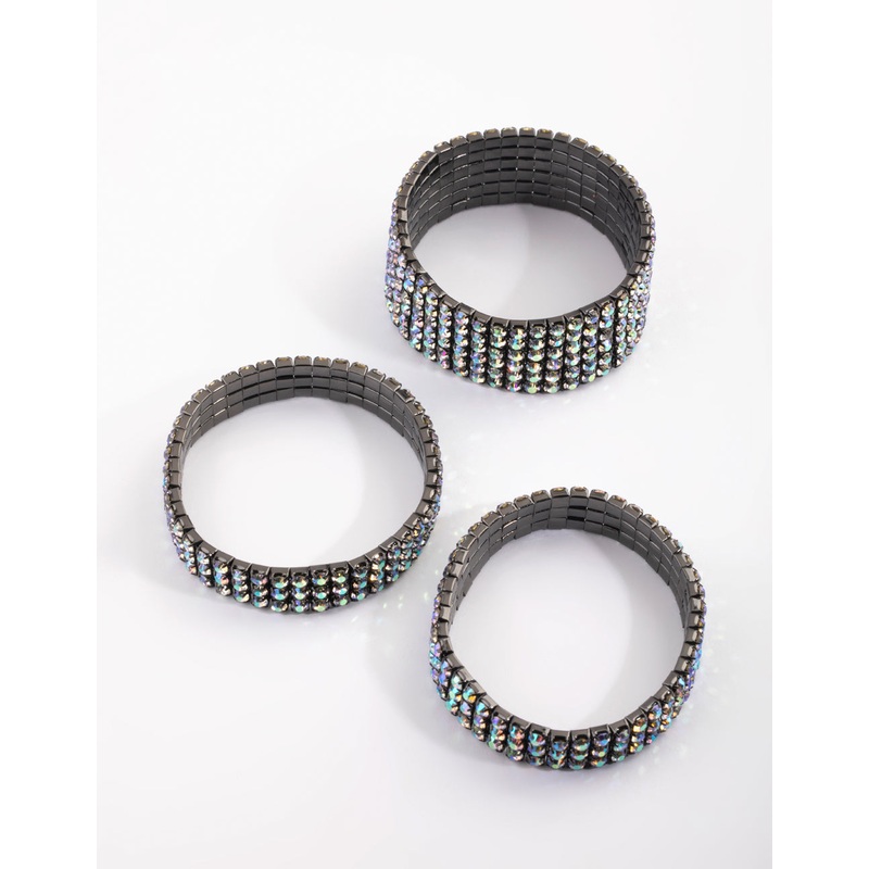 Gunmetal Diamante Bracelet Pack