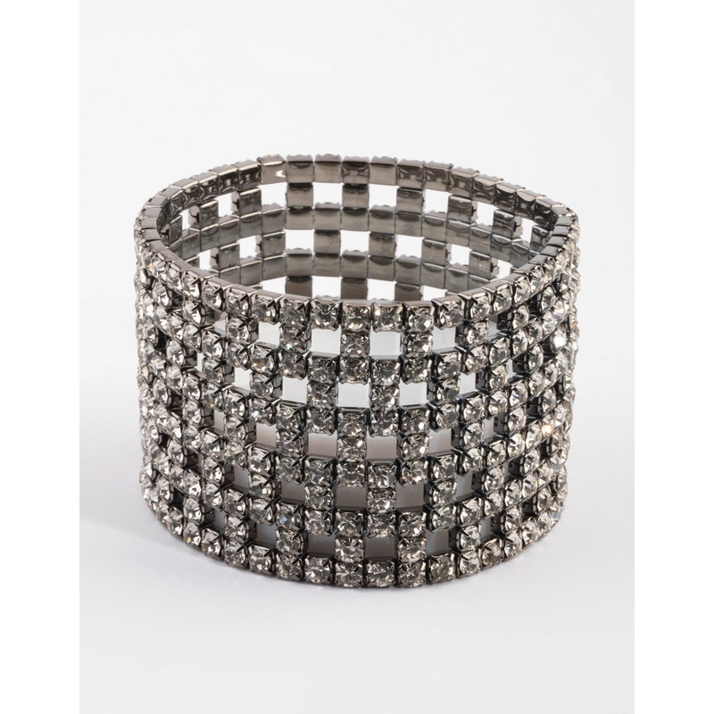 Gunmetal Diamante Mesh Bracelet