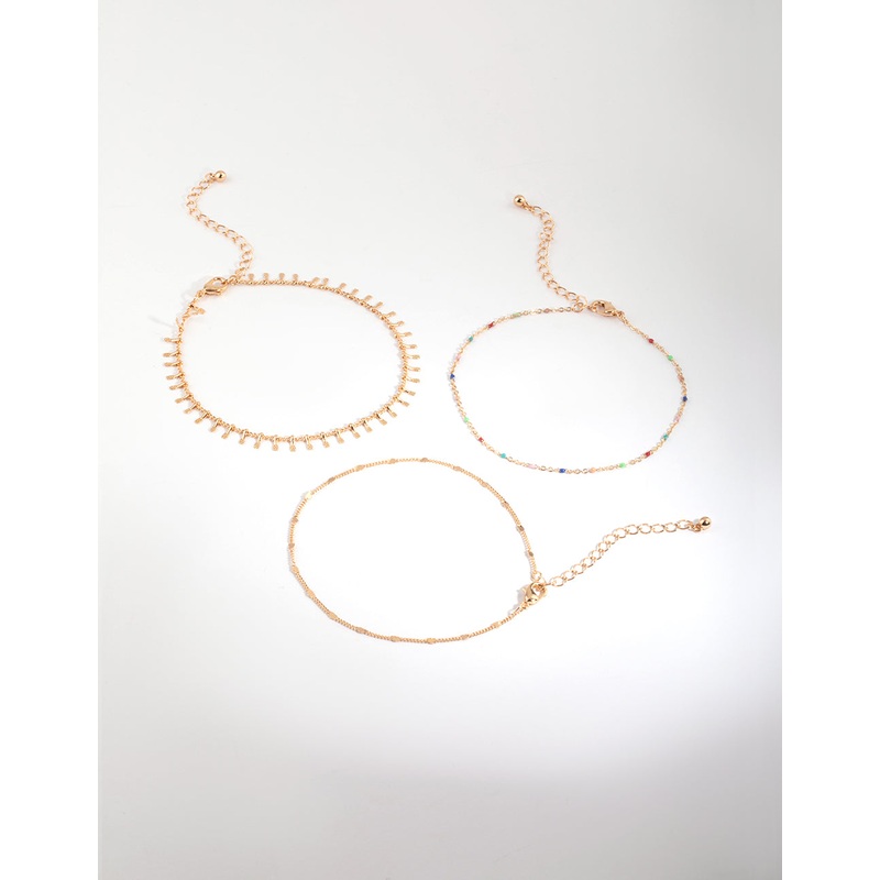 Rainbow & Heart Chain Anklet Pack