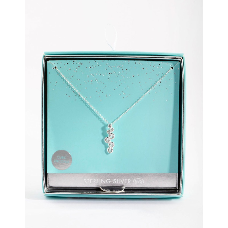 Sterling Silver Diamante Drop Necklace