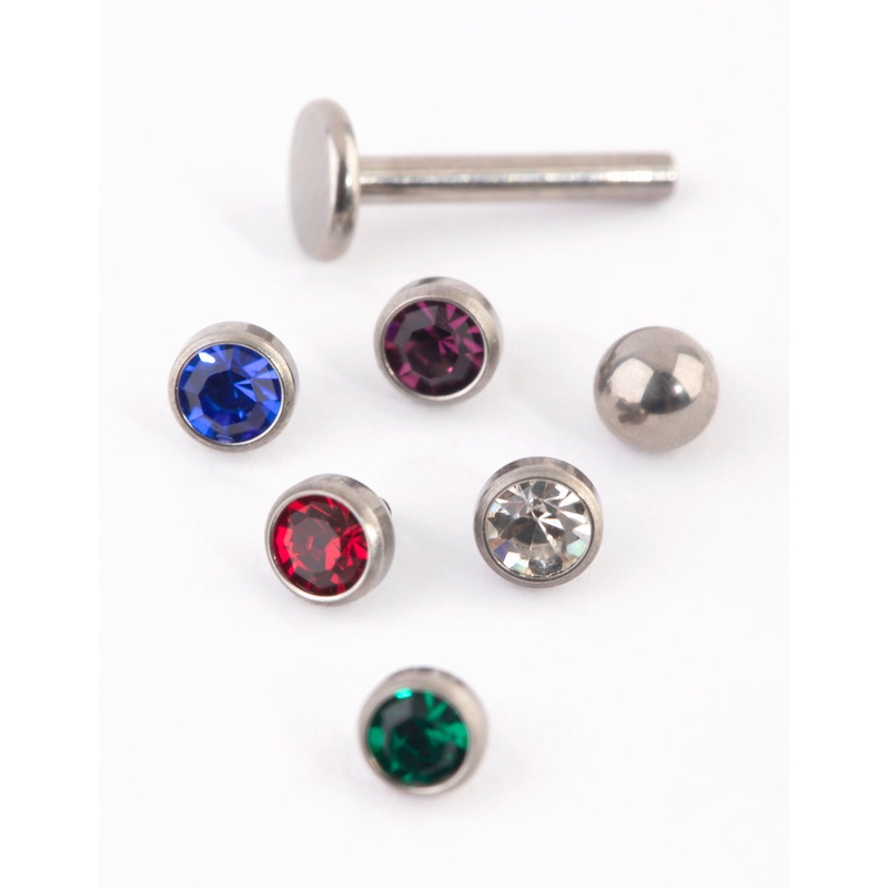 Titanium Mixed Diamante Flat Back 6-Pack