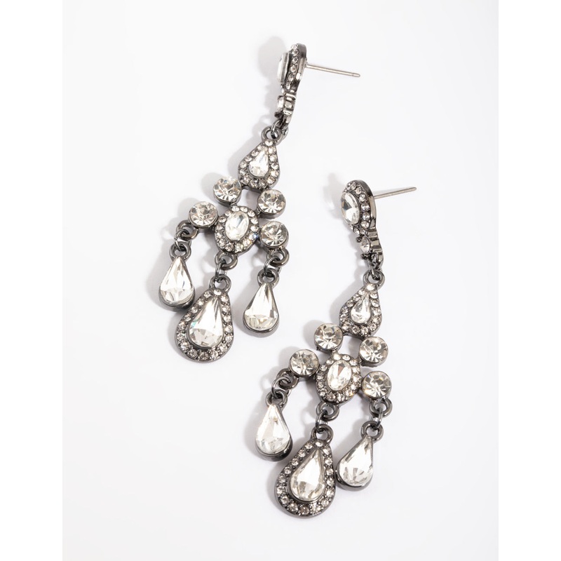 Gunmetal Vintage Chandelier Drop Earrings