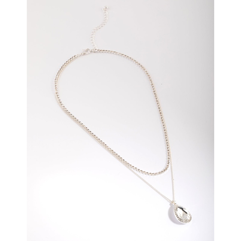 Silver Diamante Layered Necklace