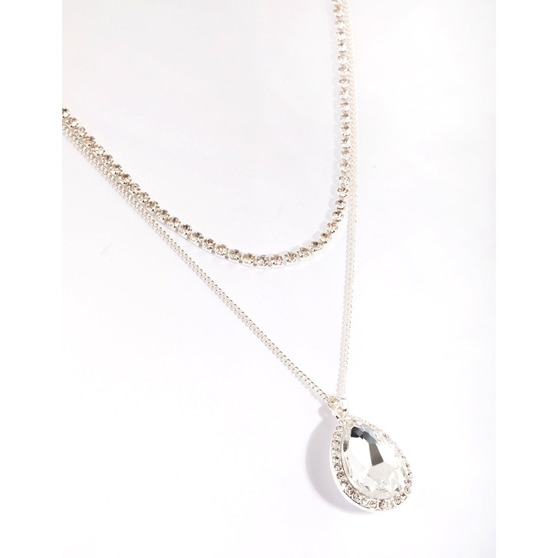 Silver Diamante Layered Necklace