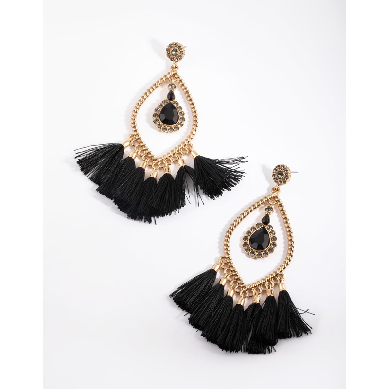 Antique Gold Tassel Drop Earrings