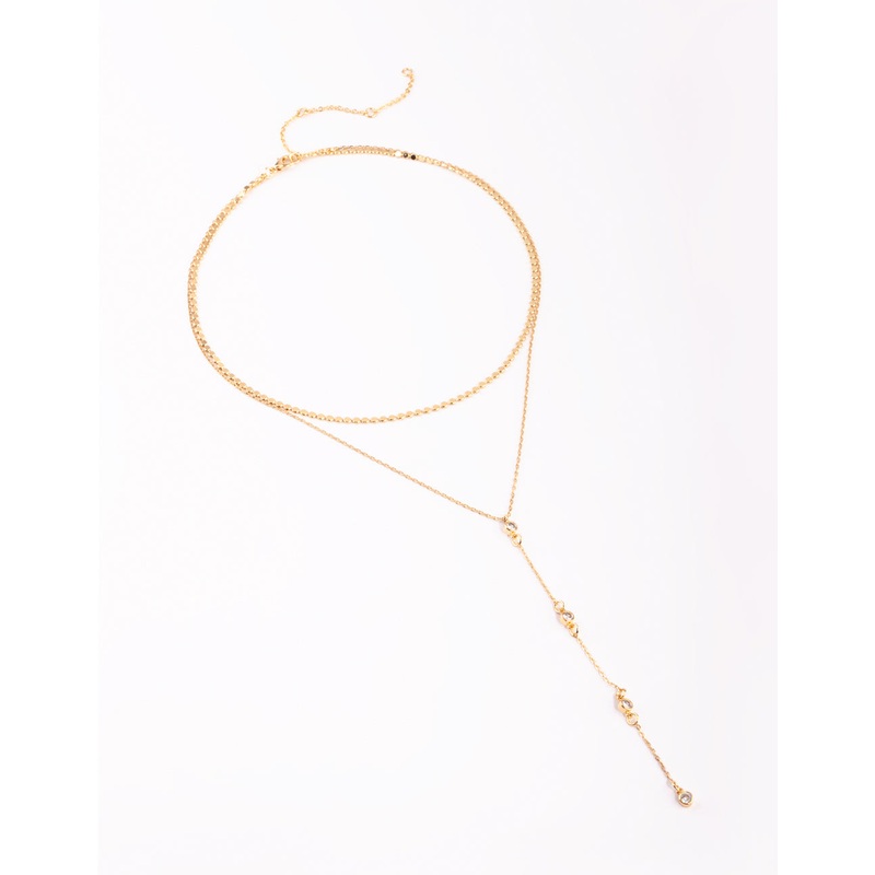 Gold Plated Lariat Necklace Set