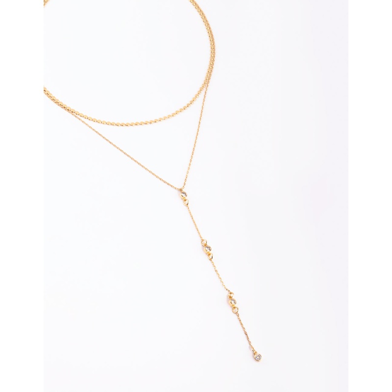 Gold Plated Lariat Necklace Set
