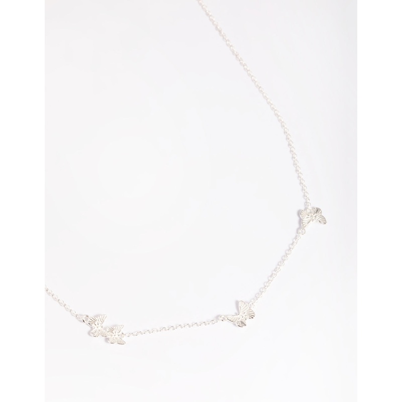 Gold Plated Sterling Silver Etched Butterfly Necklace