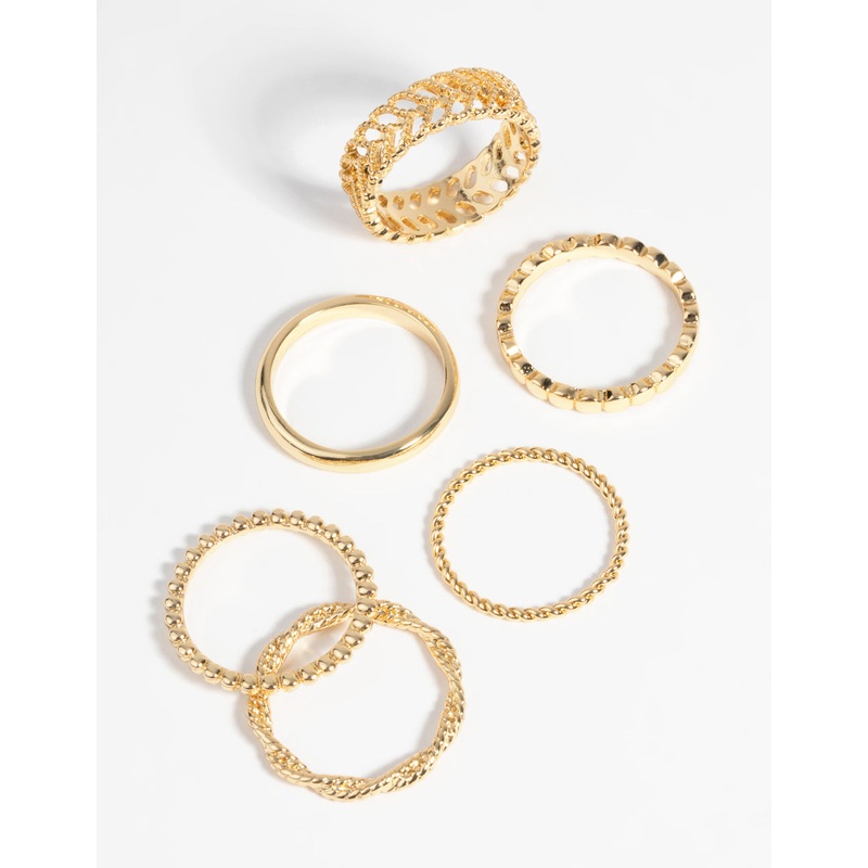 Gold Plated Textured Ring 6-Pack