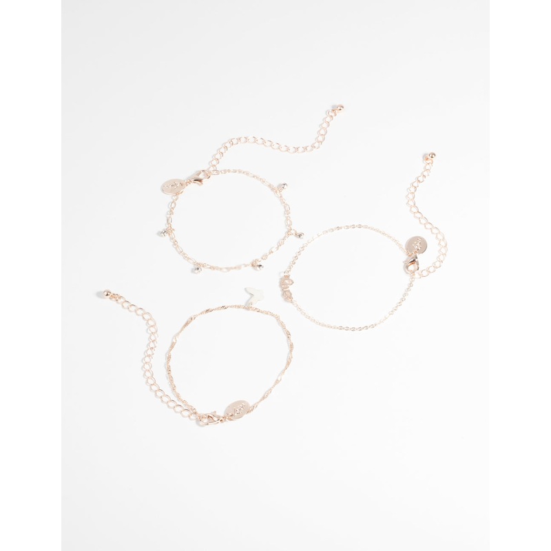 Rose Gold Butterfly Bracelet Set
