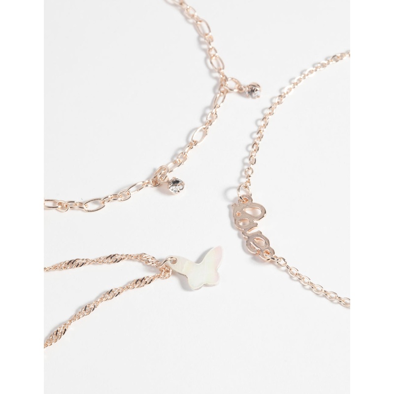 Rose Gold Butterfly Bracelet Set