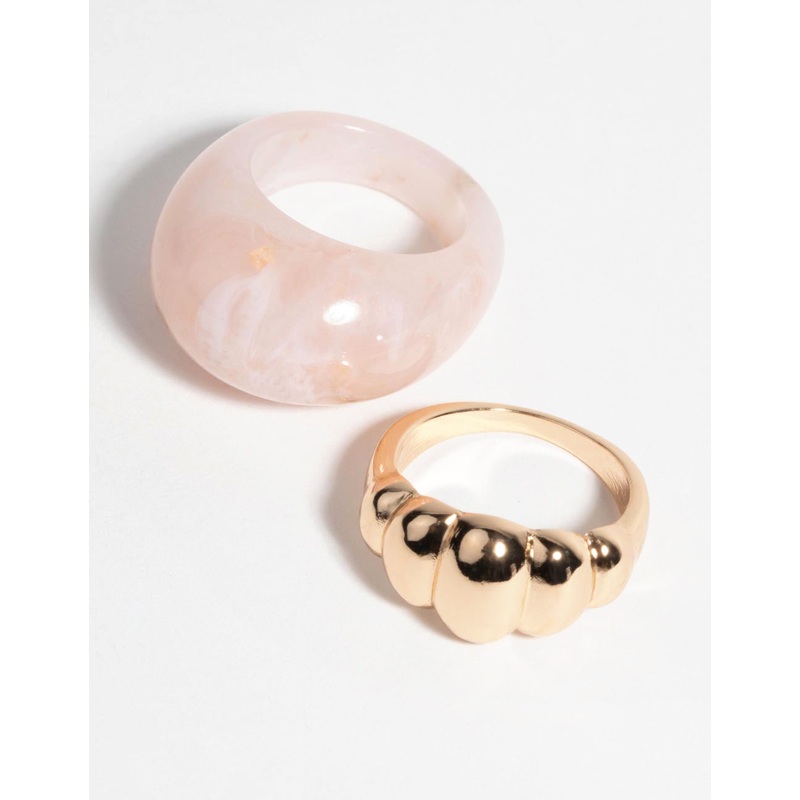 Brown Crescent Ring Set