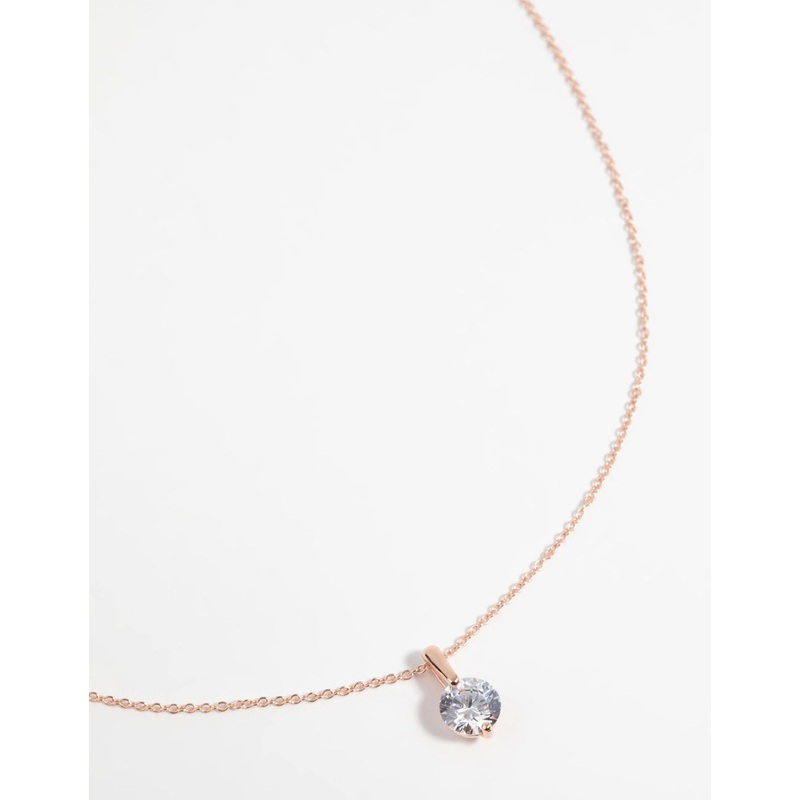 Rose Gold Plated Sterling Silver Cubic Zirconia Sleek Necklace