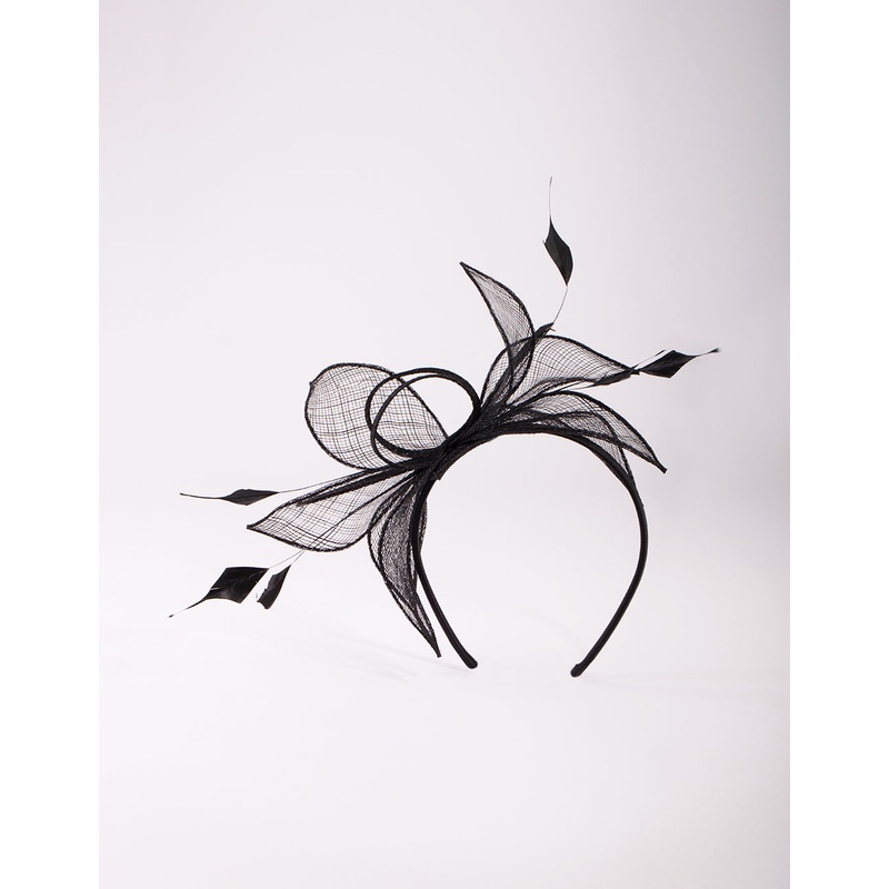 Black Feather & Leaf Headband