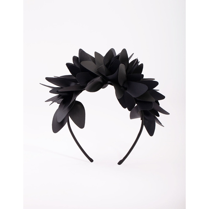 Black Statement Petal PU Leather Headband