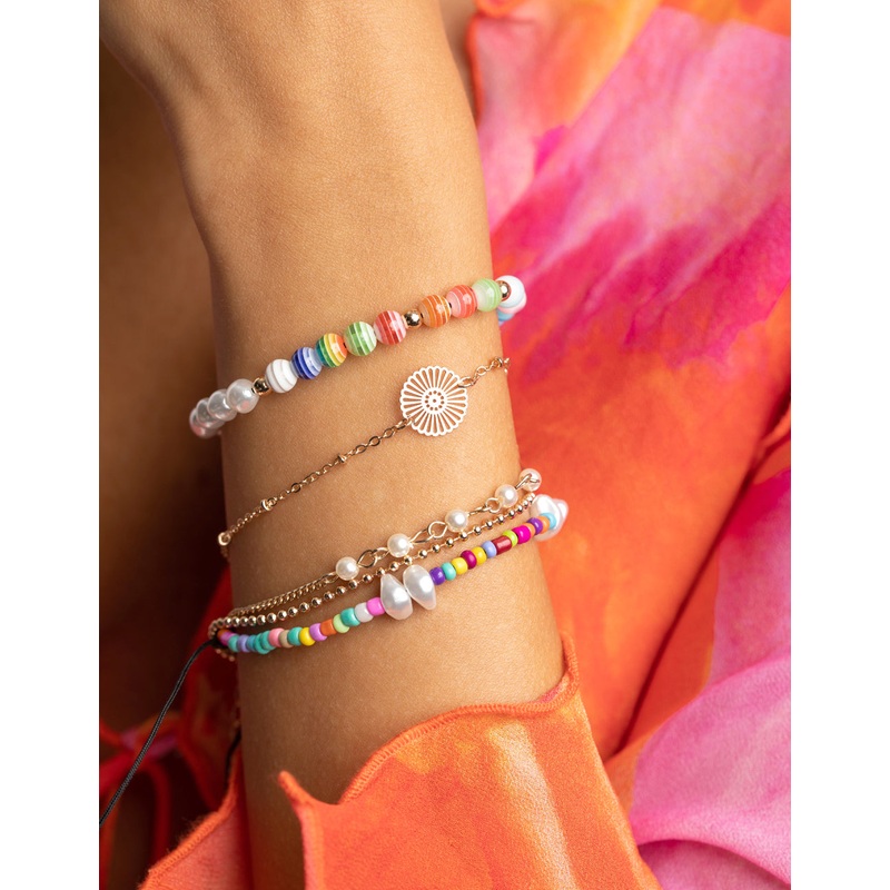 Colourful Bead & Pearl Bracelet 5-Pack
