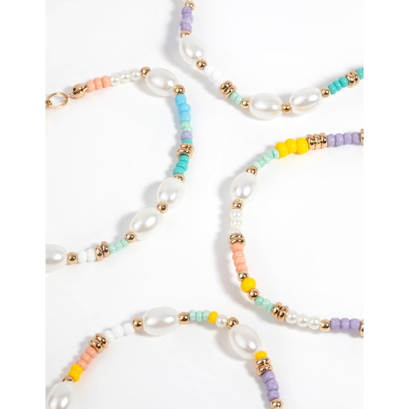 Gold Beaded Bracelet 4-Pack