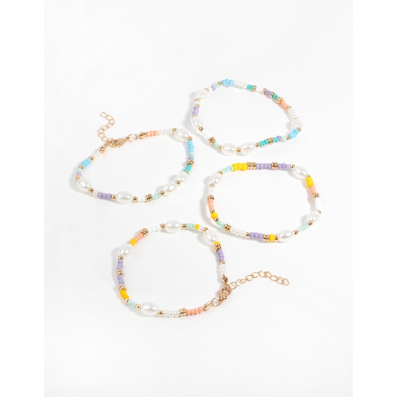 Gold Beaded Bracelet 4-Pack