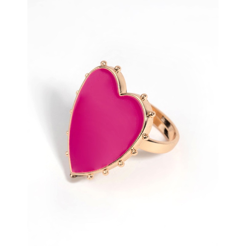 Hot Pink Statement Heart Ring