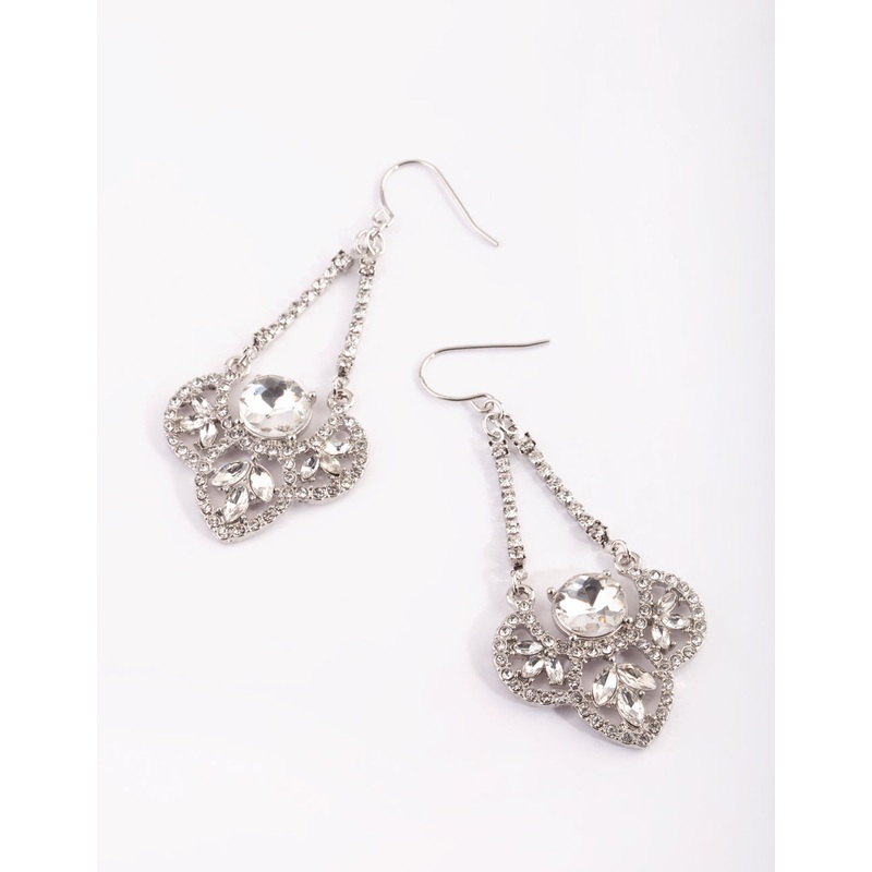 Rhodium Vintage Stone Drop Earrings