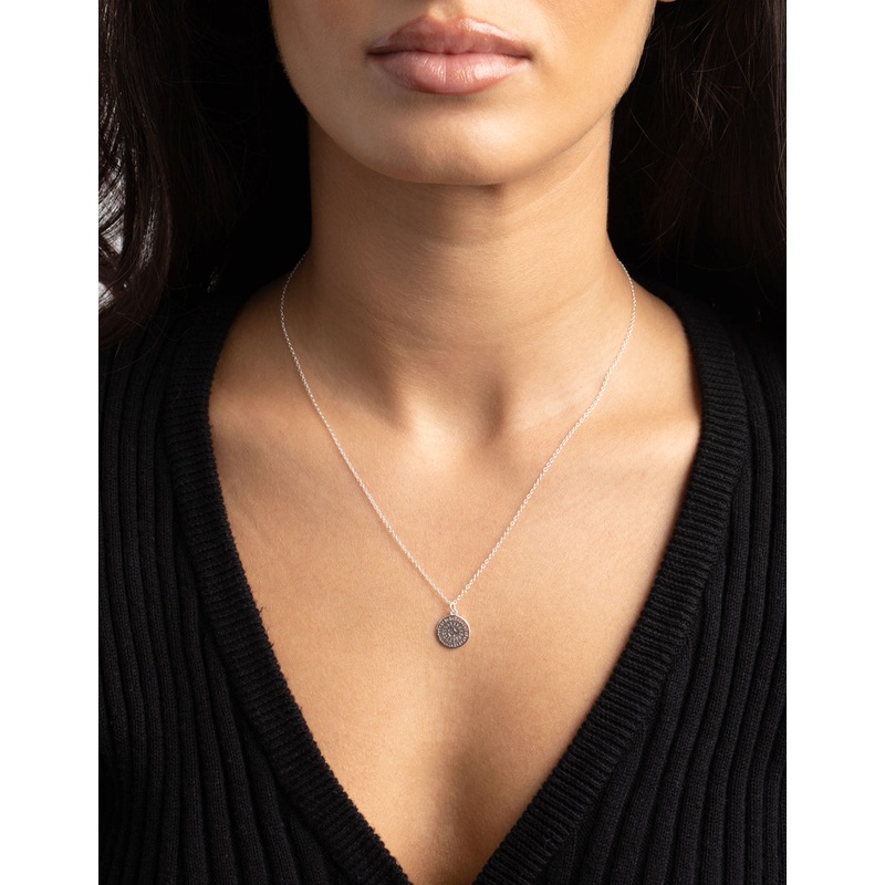 Sterling Silver Circular Stamp Necklace