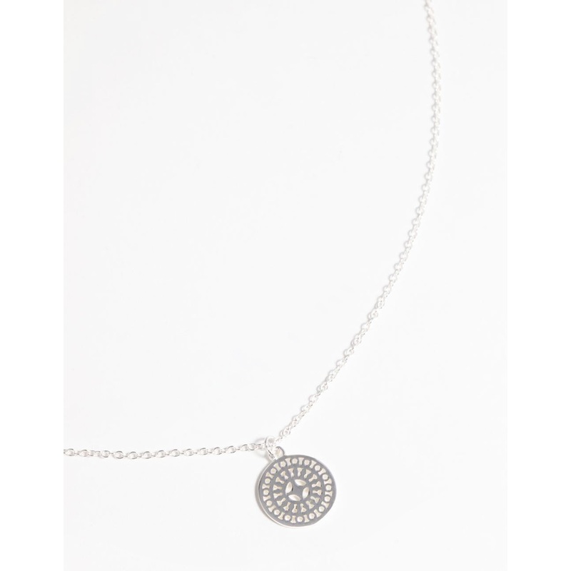 Sterling Silver Circular Stamp Necklace