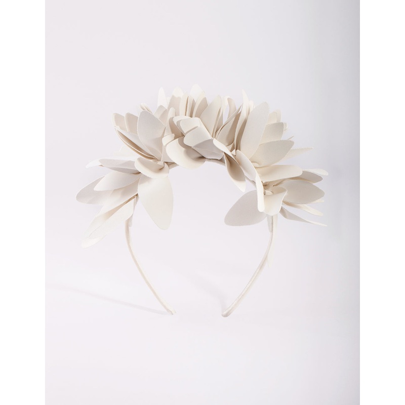 White Petal PU Leather Headband