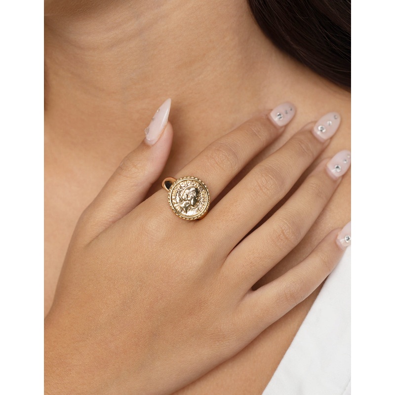 Gold Plated Coin Ring|SM|ML