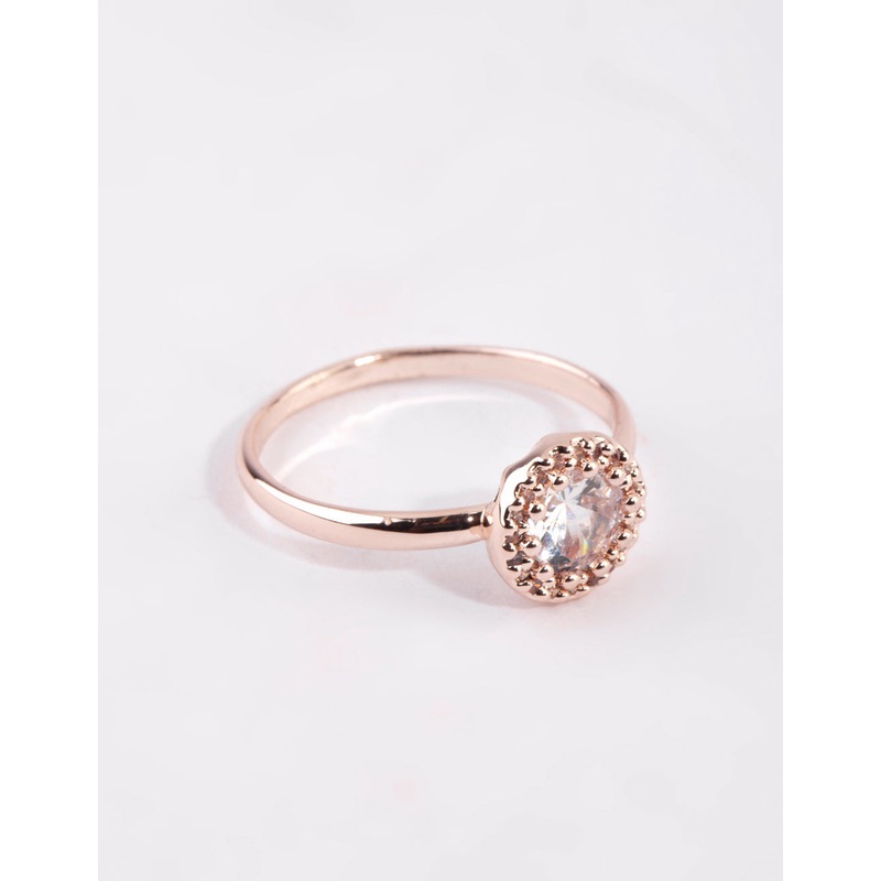 Rose Gold Cubic Zirconia Perfect Halo Ring