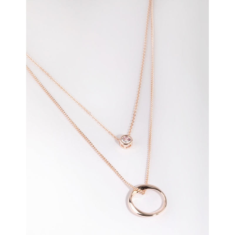 Rose Gold Diamante Cupchain Layered Y-Necklace