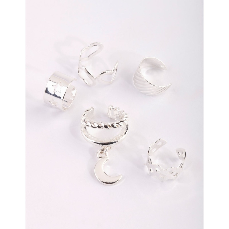 Silver Heart & Moon Ear Cuff