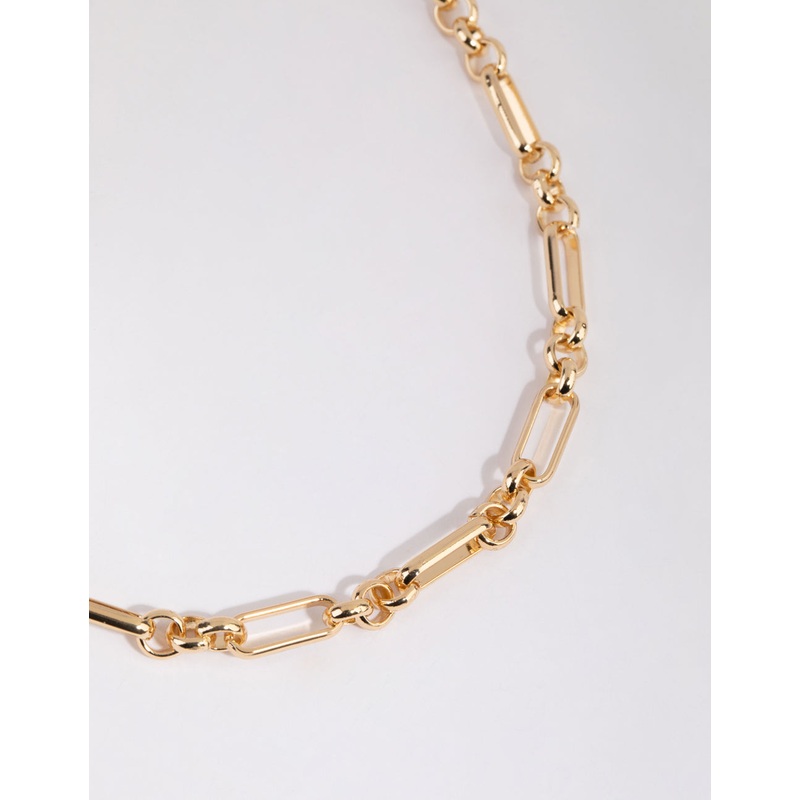 Gold Plated Mixed Link Chain Necklace