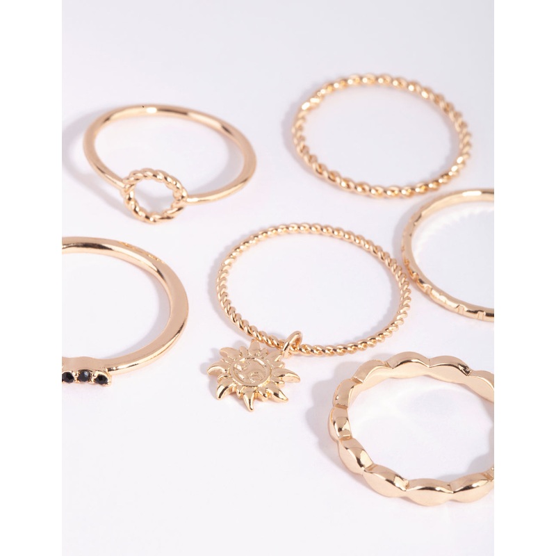 Gold Sun Charm Ring Pack