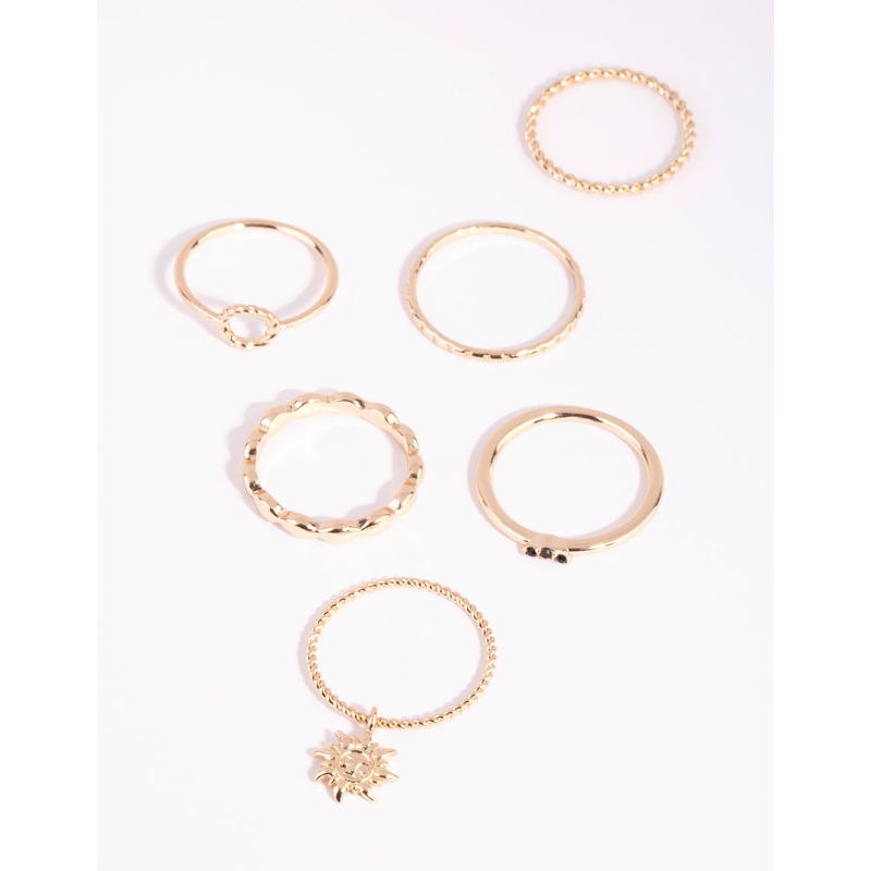 Gold Sun Charm Ring Pack
