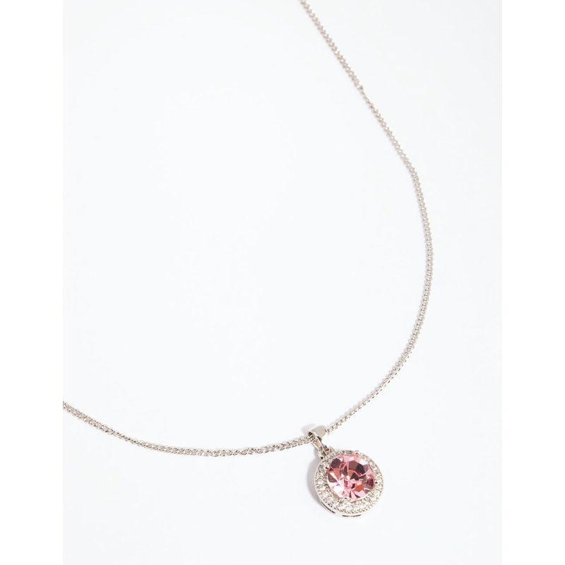 Rhodium & Pink Diamond Simulant Claw Necklace