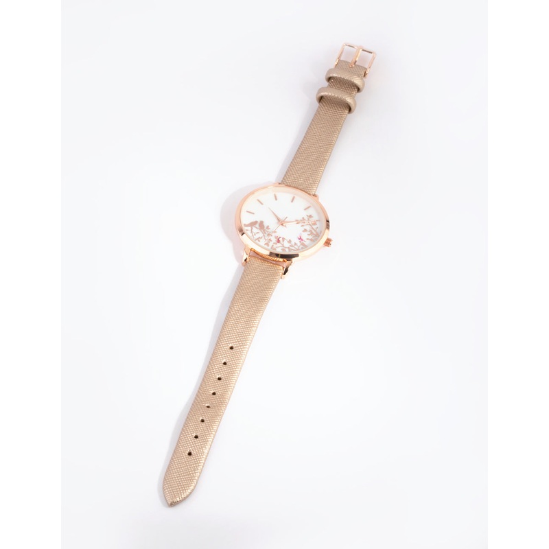 Rose Gold Mother of Pearl Pu Strap Watch
