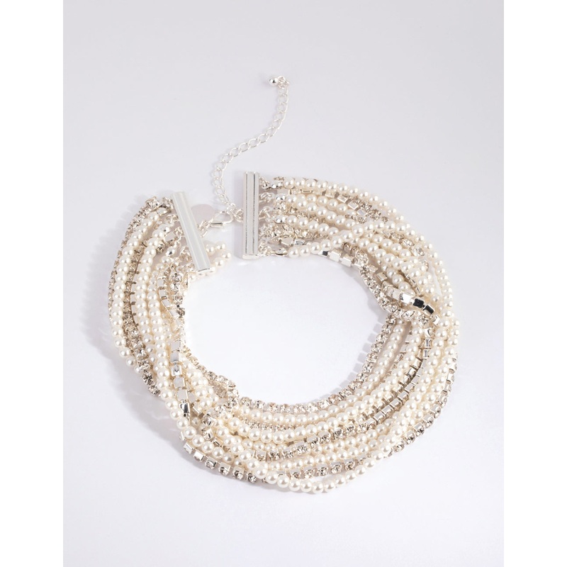 Silver Cubic Zirconia Statement Teardrop Necklace