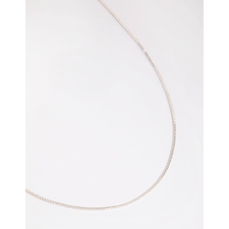 Silver Plated Long Box Chain Necklace