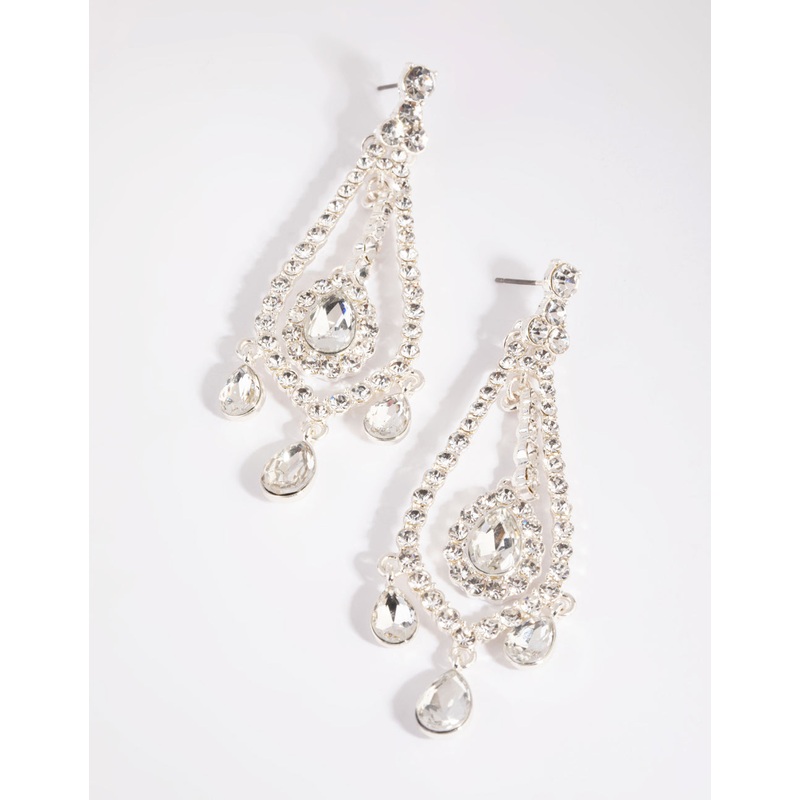 Silver Statement Teardrop Earrings
