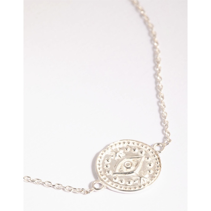 Sterling Silver Eye Stamp Coin Bracelet