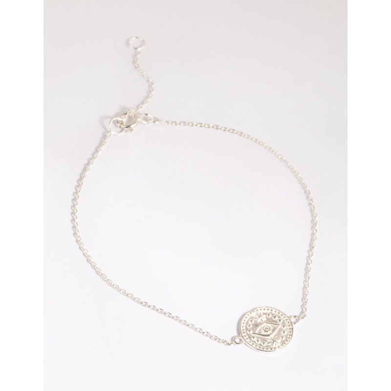 Sterling Silver Eye Stamp Coin Bracelet