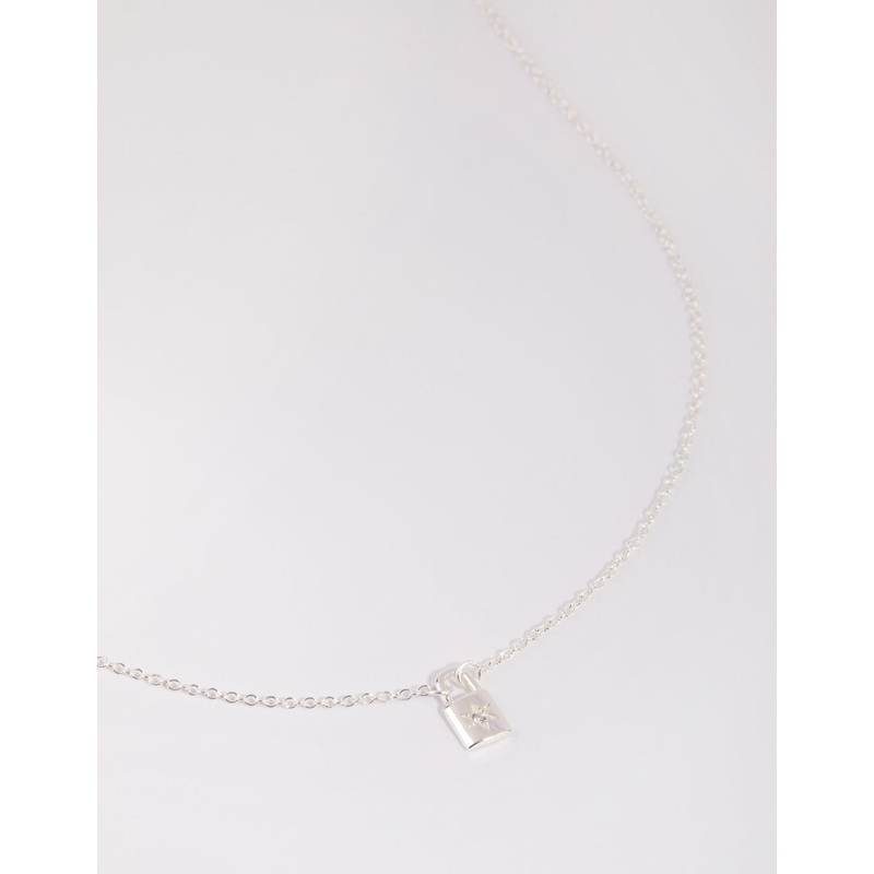 Sterling Silver Star Padlock Necklace