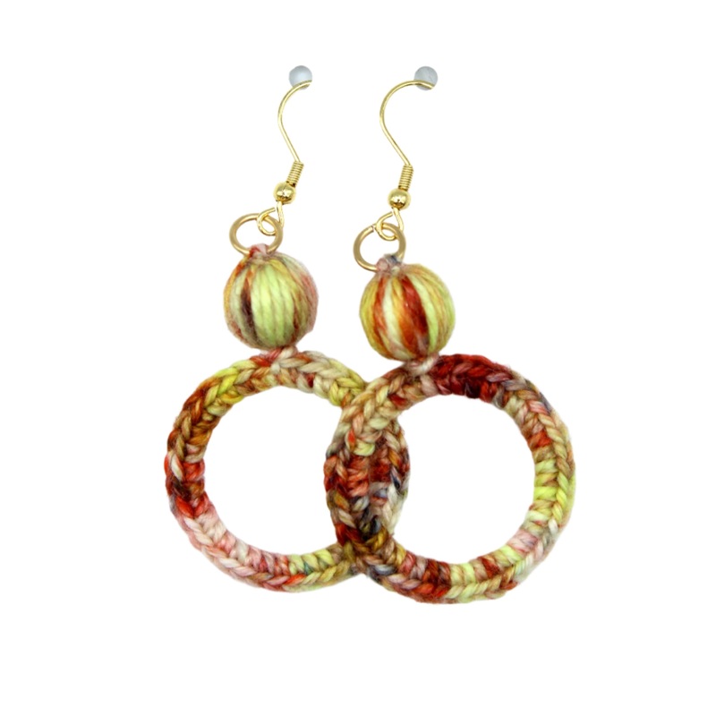 Earrings – Crochet Hoops – Creamy Sunset